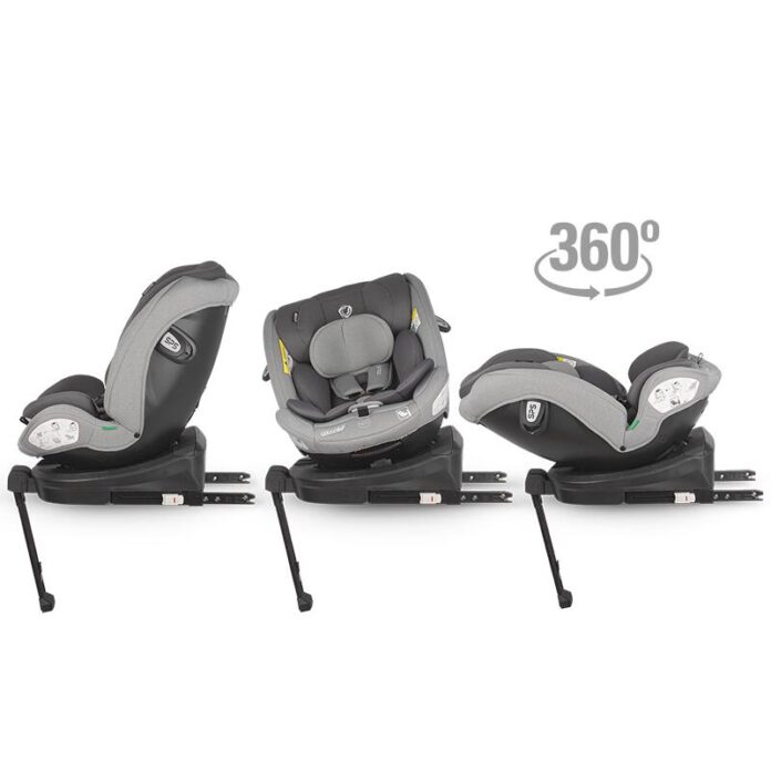 Scaun auto rotativ cu Isofix Coccolle Sidra iSize Premium Line Moonlit Grey 40-150 cm,0-12 ani,4 pozitii de inclinare,Tetiera reglabila,Pozitie somn,Husa detasabila,Sistem antibasculare,Picior de fixare,Omologat R129