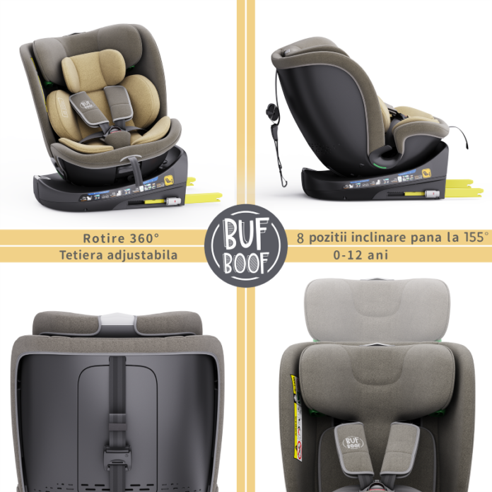 Scaun auto rotativ cu isofix B-Joy Deluxe Buf Boof iSize 40-150 cm lightbrown Scaun auto rotativ cu isofix B-Joy Deluxe Buf Boof iSize 40-150 cm lightbrown