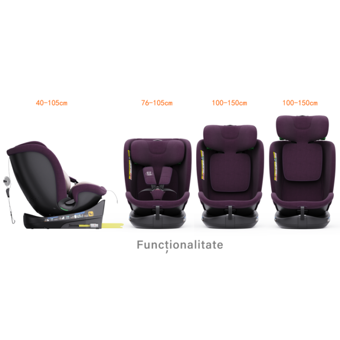 Scaun auto rotativ cu isofix B-Joy Deluxe Buf Boof iSize 40-150 cm black