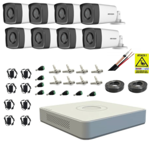 Sistem supraveghere complet Hikvision 8 camere analog 2MP IR 80m, DVR 8 canale 1080pLite audio, accesorii Sistem supraveghere complet Hikvision 8 camere analog 2MP IR 80m, DVR 8 canale 1080pLite audio, accesorii