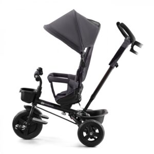 Tricicleta pentru copii Kinderkraft Aveo Malachite Grey de la 9 luni, cu sezut rotativ, suport pentru picioare, maner cu control al directiei, gentuta si cos pentru accesorii Tricicleta pentru copii Kinderkraft Aveo Malachite Grey de la 9 luni, cu sezut rotativ, suport pentru picioare, maner cu control al directiei, gentuta si cos pentru accesorii