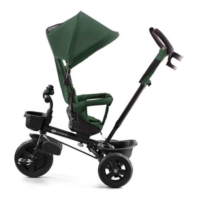 Tricicleta pentru copii Kinderkraft Aveo Mystic Green de la 9 luni, cu sezut rotativ, suport pentru picioare, maner cu control al directiei, gentuta si cos pentru accesorii Tricicleta pentru copii Kinderkraft Aveo Mystic Green de la 9 luni, cu sezut rotativ, suport pentru picioare, maner cu control al directiei, gentuta si cos pentru accesorii