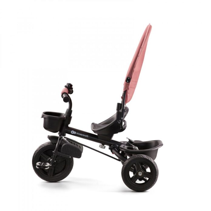 Tricicleta pentru copii Kinderkraft Aveo Rose Pink de la 9 luni, cu sezut rotativ, suport pentru picioare, maner cu control al directiei, gentuta si cos pentru accesorii Tricicleta pentru copii Kinderkraft Aveo Rose Pink de la 9 luni, cu sezut rotativ, suport pentru picioare, maner cu control al directiei, gentuta si cos pentru accesorii