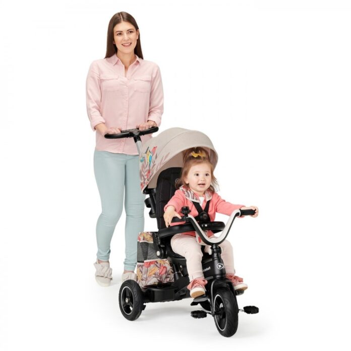 Tricicleta pentru copii Kinderkraft Easytwist Bird cu scaun reversibil, pozitie de somn, cauciucuri PU, protectie UV de la varsta de 9 luni