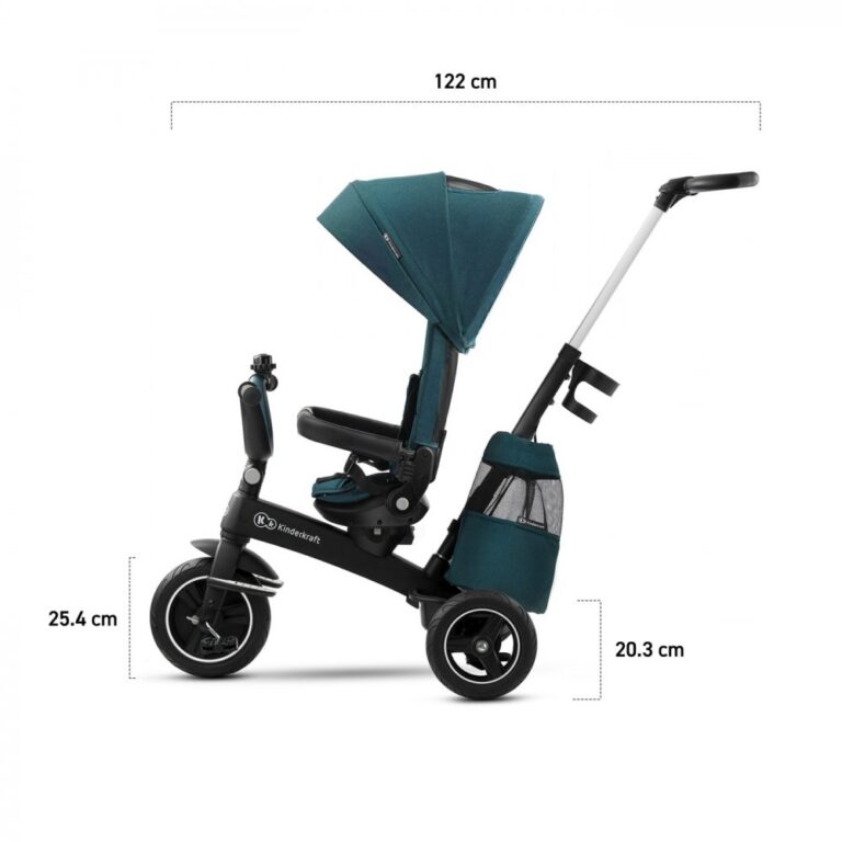 Tricicleta pentru copii Kinderkraft Easytwist Black cu scaun reversibil, pozitie de somn, cauciucuri PU, protectie UV de la varsta de 9 luni