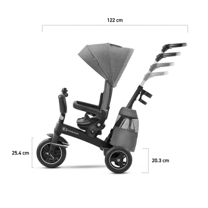 Tricicleta pentru copii Kinderkraft Easytwist platinum grey cu sezut rotativ 360 grade, maner cu control al directiei, reglabil pe 4 niveluri, suport pentru cana, sac-rucsac pentru accesorii, frana pe rotile din spate Tricicleta pentru copii Kinderkraft Easytwist platinum grey cu sezut rotativ 360 grade, maner cu control al directiei, reglabil pe 4 niveluri, suport pentru cana, sac-rucsac pentru accesorii, frana pe rotile din spate