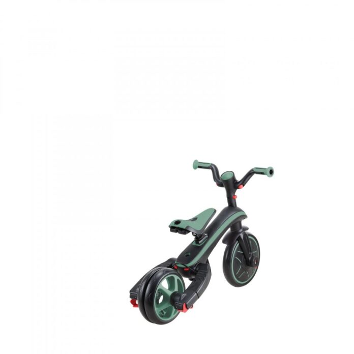 Tricicleta pentru copii Globber Explorer Verde Pal 4 in 1 pliabila, cu maner cu control al directiei, scaun ajustabil pe inaltime, suport pentru picioare, roti din cauciuc Eva, sistem roata libera, de la 10 luni