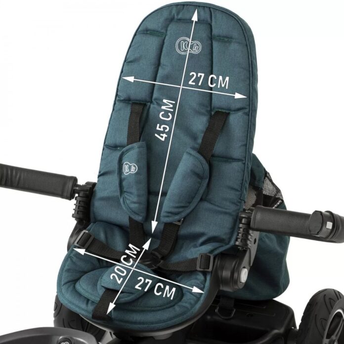 Tricicleta pentru copii Kinderkraft Easytwist Black cu scaun reversibil, pozitie de somn, cauciucuri PU, protectie UV de la varsta de 9 luni