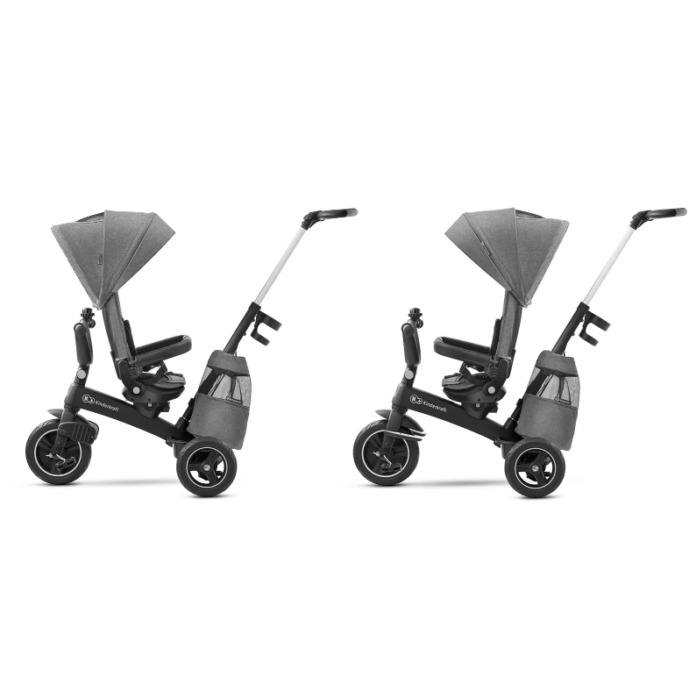 Tricicleta pentru copii Kinderkraft Easytwist platinum grey cu sezut rotativ 360 grade, maner cu control al directiei, reglabil pe 4 niveluri, suport pentru cana, sac-rucsac pentru accesorii, frana pe rotile din spate Tricicleta pentru copii Kinderkraft Easytwist platinum grey cu sezut rotativ 360 grade, maner cu control al directiei, reglabil pe 4 niveluri, suport pentru cana, sac-rucsac pentru accesorii, frana pe rotile din spate