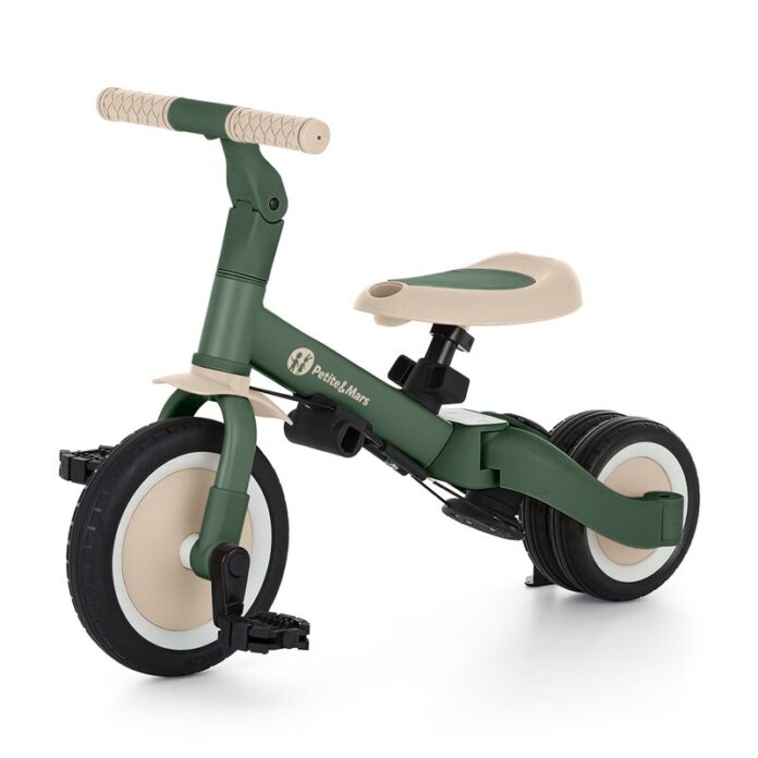 Tricicleta pentru copii PetiteMars Turbo Ocean Blue 5 in 1 Multifunctionala, Vehicul de impins, Bicicleta cufara pedale, Cu maner de ghidaj, Detasabil, Roti din cauciuc, Pana la 25 kg, 1.5-5 ani
