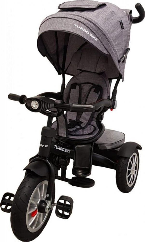 Tricicleta pentru copii Baby Care Turbo Bike Gri Jeans cu Far luminos, Roti din cauciuc, Pozitie somn, Pedale si maner pentru parinti, Scaun reversibil cu invartire 360 grade , Cadru metalic, Dimensiuni 110X45X90 cm Tricicleta pentru copii Baby Care Turbo Bike Gri Jeans cu Far luminos, Roti din cauciuc, Pozitie somn, Pedale si maner pentru parinti, Scaun reversibil cu invartire 360 grade , Cadru metalic, Dimensiuni 110X45X90 cm