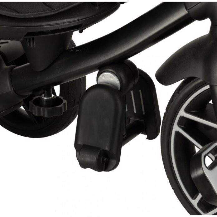 Tricicleta pentru copii Ikonka Trike Fix Elite Black, din otel, cu sezut reversibil, spatar ajustabil, bara reglabila, copertina, cu efecte luminoase si sonore, varsta 2-6 ani