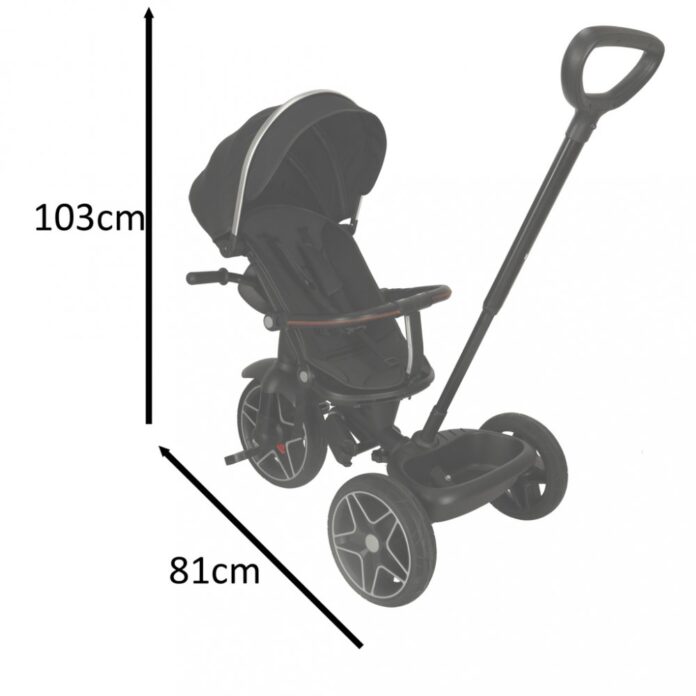 Tricicleta pentru copii Ikonka Trike Fix Elite Black, din otel, cu sezut reversibil, spatar ajustabil, bara reglabila, copertina, cu efecte luminoase si sonore, varsta 2-6 ani Tricicleta pentru copii Ikonka Trike Fix Elite Black, din otel, cu sezut reversibil, spatar ajustabil, bara reglabila, copertina, cu efecte luminoase si sonore, varsta 2-6 ani