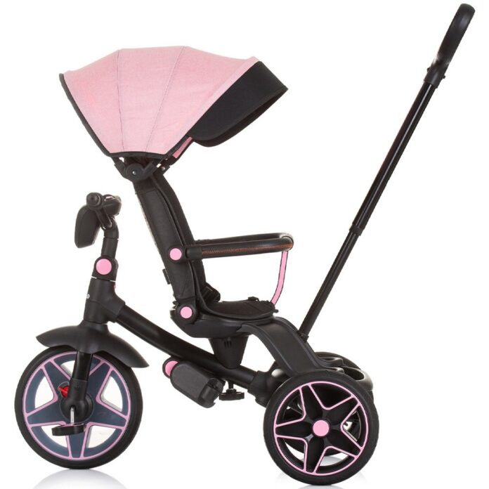 Tricicleta pentru copii Chipolino Derby flamingo, cu copertina si sezut reversibil, spatar reglabil, pozitie somn,frana, suport pentru picioare, maner cu control al directiei, jucarie cu muzica si lumini Tricicleta pentru copii Chipolino Derby flamingo, cu copertina si sezut reversibil, spatar reglabil, pozitie somn,frana, suport pentru picioare, maner cu control al directiei, jucarie cu muzica si lumini