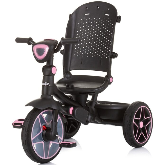 Tricicleta pentru copii Chipolino Derby flamingo, cu copertina si sezut reversibil, spatar reglabil, pozitie somn,frana, suport pentru picioare, maner cu control al directiei, jucarie cu muzica si lumini Tricicleta pentru copii Chipolino Derby flamingo, cu copertina si sezut reversibil, spatar reglabil, pozitie somn,frana, suport pentru picioare, maner cu control al directiei, jucarie cu muzica si lumini