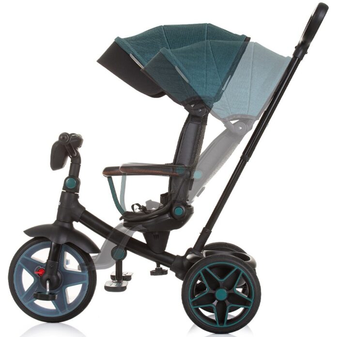 Tricicleta pentru copii Chipolino Derby teal, cu copertina si sezut reversibil, spatar reglabil, pozitie somn,frana, suport pentru picioare, maner cu control al directiei, jucarie cu muzica si lumini Tricicleta pentru copii Chipolino Derby teal, cu copertina si sezut reversibil, spatar reglabil, pozitie somn,frana, suport pentru picioare, maner cu control al directiei, jucarie cu muzica si lumini