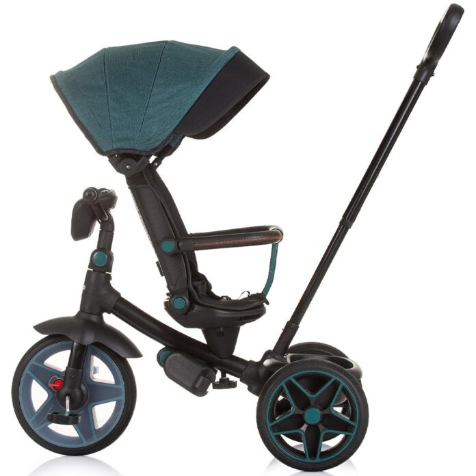 Tricicleta pentru copii Chipolino Derby teal, cu copertina si sezut reversibil, spatar reglabil, pozitie somn,frana, suport pentru picioare, maner cu control al directiei, jucarie cu muzica si lumini Tricicleta pentru copii Chipolino Derby teal, cu copertina si sezut reversibil, spatar reglabil, pozitie somn,frana, suport pentru picioare, maner cu control al directiei, jucarie cu muzica si lumini
