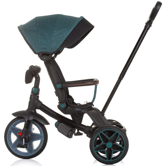 Tricicleta pentru copii Chipolino Derby teal, cu copertina si sezut reversibil, spatar reglabil, pozitie somn,frana, suport pentru picioare, maner cu control al directiei, jucarie cu muzica si lumini Tricicleta pentru copii Chipolino Derby teal, cu copertina si sezut reversibil, spatar reglabil, pozitie somn,frana, suport pentru picioare, maner cu control al directiei, jucarie cu muzica si lumini