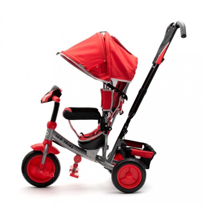Tricicleta pentru copii Baby Mix Lux Trike Red, cu lumini LED,panou cu muzica si sunete,spatar reglabil in 3 pozitii,suport pentru picioare pliabil,maner parental cu control al directiei,roti din spuma EVA,cos pentru cumparaturi si copertina Tricicleta pentru copii Baby Mix Lux Trike Red, cu lumini LED,panou cu muzica si sunete,spatar reglabil in 3 pozitii,suport pentru picioare pliabil,maner parental cu control al directiei,roti din spuma EVA,cos pentru cumparaturi si copertina