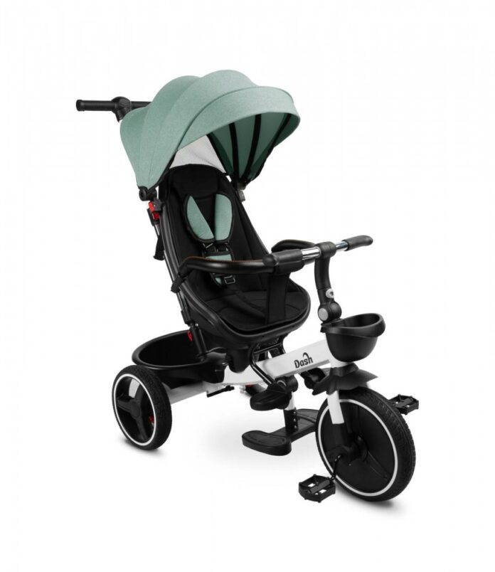 Tricicleta pentru copii Toyz Dash Grey cu maner parental, scaun reversibil si spatar reglabil cu pozitie de somn, suport picioare, frana si copertina,pana la 25 kg