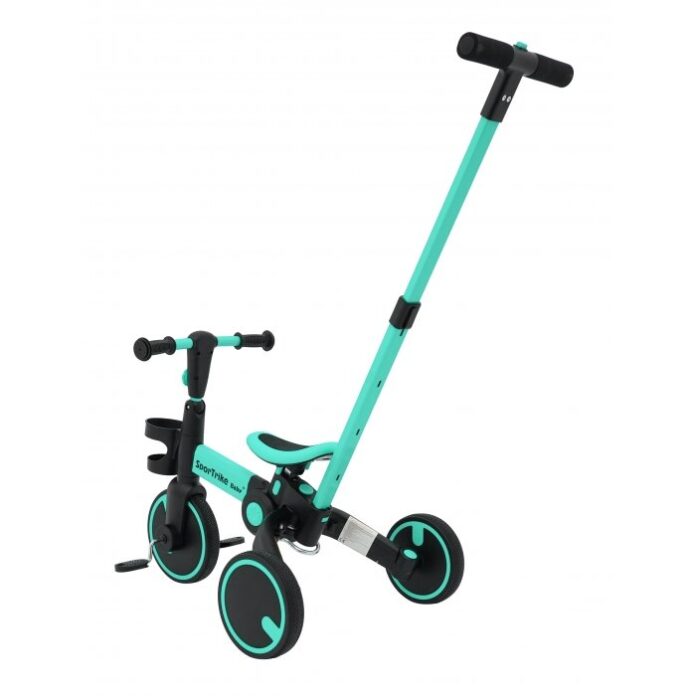 Tricicleta pentru copii SporTrike Roz 3 in 1 cu pedale, roti din cauciuc, scaun reglabil in 2 trepte, suport pahar, maner reglabil pe inaltime si detasabil