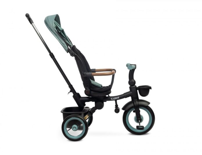 Tricicleta pentru copii Toyz Saber Red pliabila, multifunctionala cu spatar reglabil si pozitie de somn, copertina si maner parinte cu inaltime reglabila, pana la 25 kg