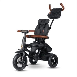 Tricicleta pentru copii QPlay Rito Deluxe maro, pliabila, cu scaun inalt, matlasat, ajustabil in 2 pozitii, maner cu control al directiei, frana dubla, copertina XXL, detalii de piele ecologica Tricicleta pentru copii QPlay Rito Deluxe maro, pliabila, cu scaun inalt, matlasat, ajustabil in 2 pozitii, maner cu control al directiei, frana dubla, copertina XXL, detalii de piele ecologica