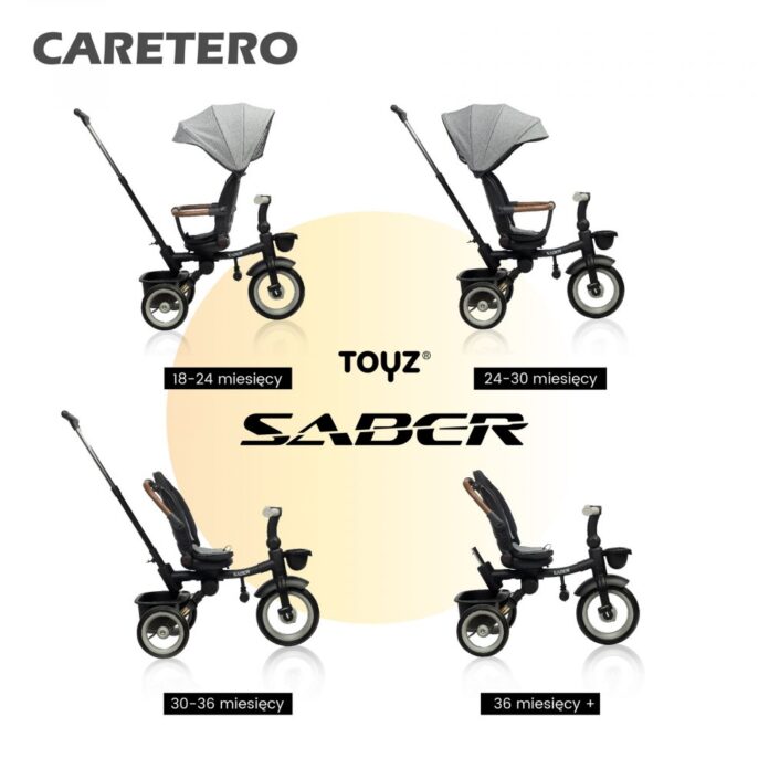 Tricicleta pentru copii Toyz Saber Grey, pliabila, multifunctionala cu spatar reglabil si pozitie de somn, copertina si maner parinte cu inaltime reglabila, pana la 25 kg Tricicleta pentru copii Toyz Saber Grey, pliabila, multifunctionala cu spatar reglabil si pozitie de somn, copertina si maner parinte cu inaltime reglabila, pana la 25 kg