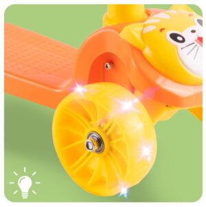 Trotineta pentru copii Malplay model 2 in 1 cu trei roti, dotata cu scaunel detasabil, ghidon ajustabil in 4 trepte, platforma antiderapanta, roti luminoase cu led, frana pe roata din spate si functie de pliere, orange kitty Trotineta pentru copii Malplay model 2 in 1 cu trei roti, dotata cu scaunel detasabil, ghidon ajustabil in 4 trepte, platforma antiderapanta, roti luminoase cu led, frana pe roata din spate si functie de pliere, orange kitty