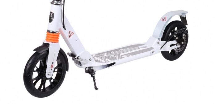 Trotineta pentru copii Novokids Plexus Evo Pro Negru din aluminiu, frana pe disc , greutate suportata 100 kg, frana si suspensie duble, diametru roata 200 mm