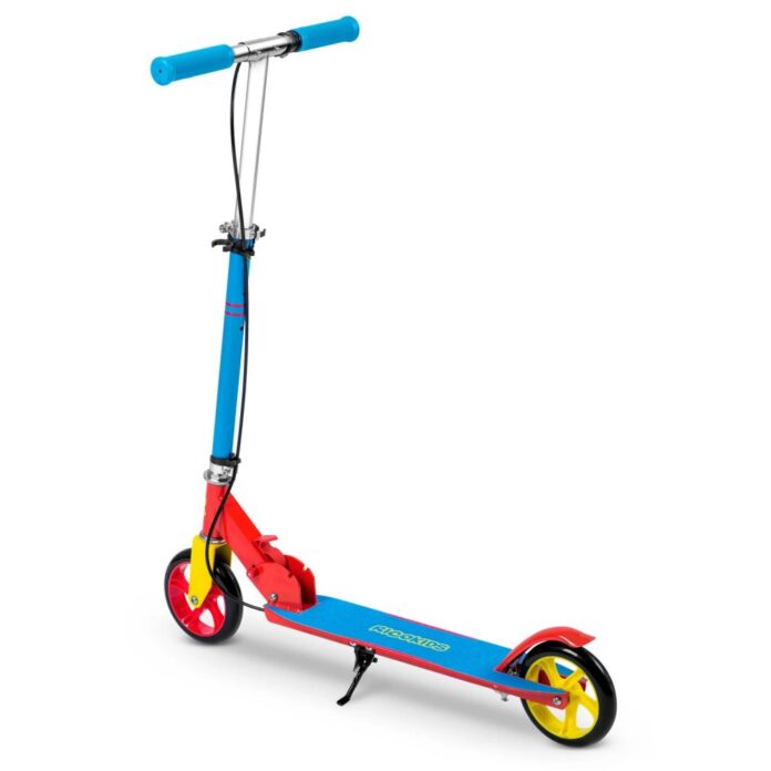 Trotineta pentru copii Ricokids Kodi AlbastruRosu pliabila, inaltime ghidon reglabila, platforma antiderapanta, roti din PU rezistente, rulmenti ABEC-7, 2 frane de mana si picior, manere ergonomice pliabile si cric Trotineta pentru copii Ricokids Kodi AlbastruRosu pliabila, inaltime ghidon reglabila, platforma antiderapanta, roti din PU rezistente, rulmenti ABEC-7, 2 frane de mana si picior, manere ergonomice pliabile si cric