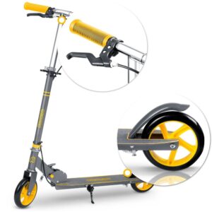 Trotineta pentru copii Ricokids Kodi GriGalben pliabila, inaltime ghidon reglabila, platforma antiderapanta, roti din PU rezistente, rulmenti ABEC-7, 2 frane de mana si picior, manere ergonomice pliabile si cric Trotineta pentru copii Ricokids Kodi GriGalben pliabila, inaltime ghidon reglabila, platforma antiderapanta, roti din PU rezistente, rulmenti ABEC-7, 2 frane de mana si picior, manere ergonomice pliabile si cric