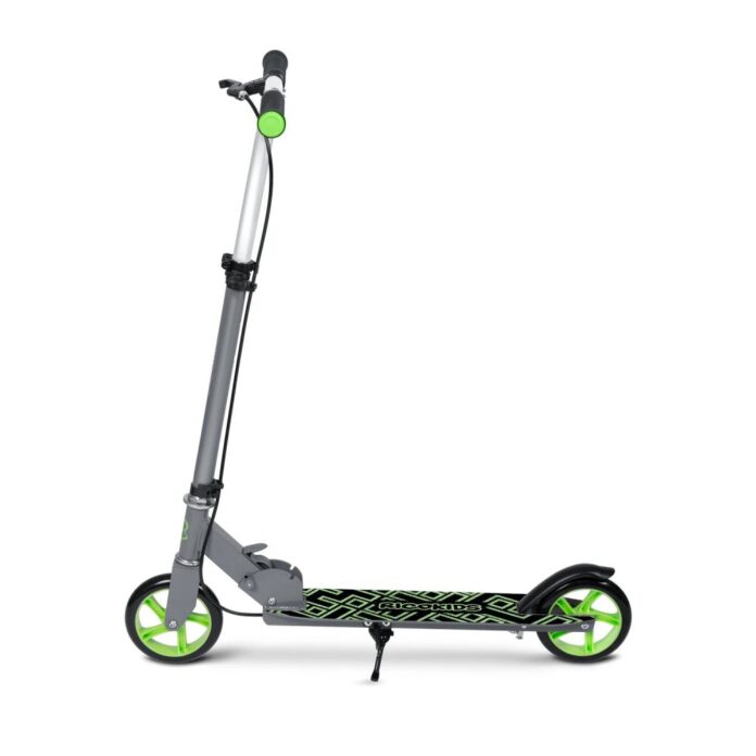 Trotineta pentru copii Ricokids Kodi NegruVerde pliabila, inaltime ghidon reglabila, platforma antiderapanta, roti din PU rezistente, rulmenti ABEC-7, 2 frane de mana si picior, manere ergonomice pliabile si cric Trotineta pentru copii Ricokids Kodi NegruVerde pliabila, inaltime ghidon reglabila, platforma antiderapanta, roti din PU rezistente, rulmenti ABEC-7, 2 frane de mana si picior, manere ergonomice pliabile si cric