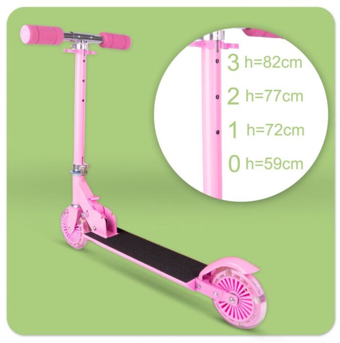 Trotineta pliabila si reglabila pentru copii Malplay Pink, cu lumini LED