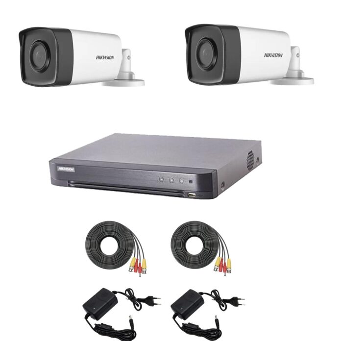 Sistem supraveghere video Hikvision 2 camere 2MP Turbo HD IR 80 M si IR 40 M cu DVR Hikvision 4 canale, full accesorii Sistem supraveghere video Hikvision 2 camere 2MP Turbo HD IR 80 M si IR 40 M cu DVR Hikvision 4 canale, full accesorii