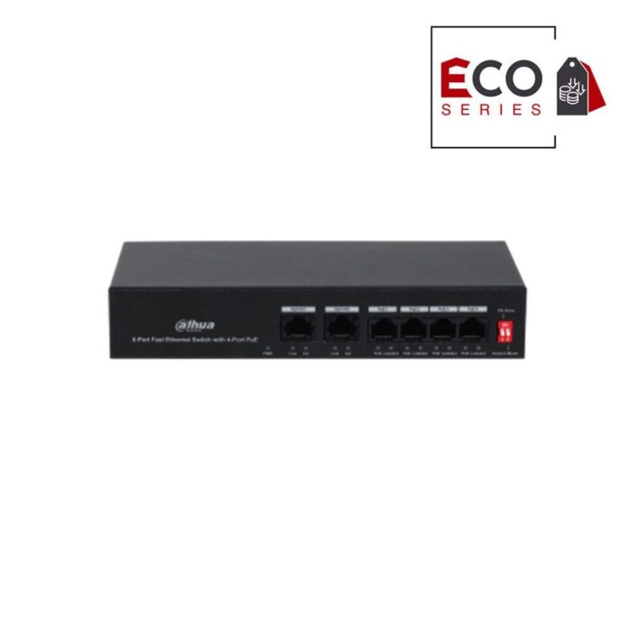 Switch 4 porturi Dahua Eco Series PFS3006-4ET-36, 10/100 Mbps, 1.2 Gbps, 0.89 Mpps, PoE Switch 4 porturi Dahua Eco Series PFS3006-4ET-36, 10/100 Mbps, 1.2 Gbps, 0.89 Mpps, PoE