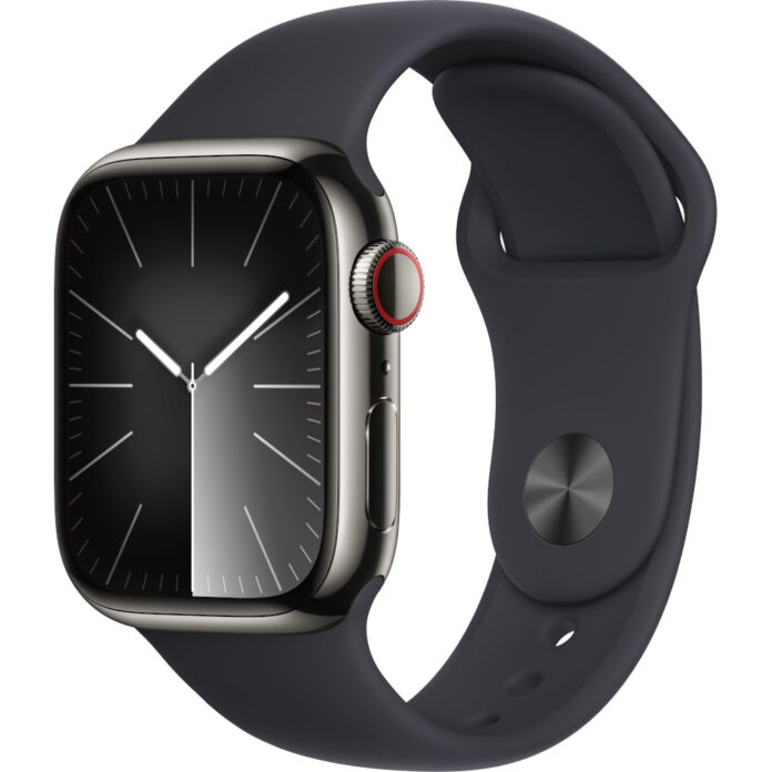 Apple Watch S9, Cellular, 41mm, Graphite Stainless Steel Case, Midnight Sport Band, S/M Apple Watch S9, Cellular, 41mm, Graphite Stainless Steel Case, Midnight Sport Band, S/M