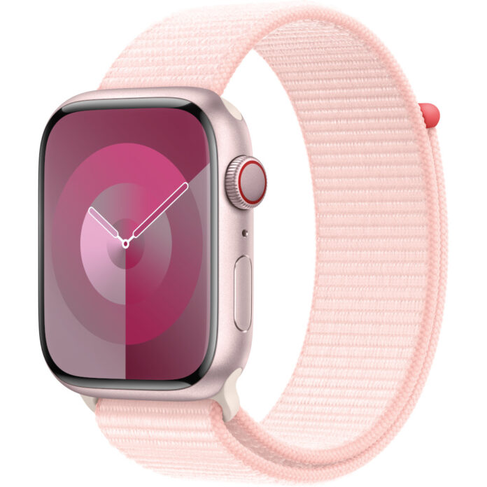 Apple Watch S9, Cellular, 45mm, Pink Aluminium Case, Pink Sport Loop Apple Watch S9, Cellular, 45mm, Pink Aluminium Case, Pink Sport Loop