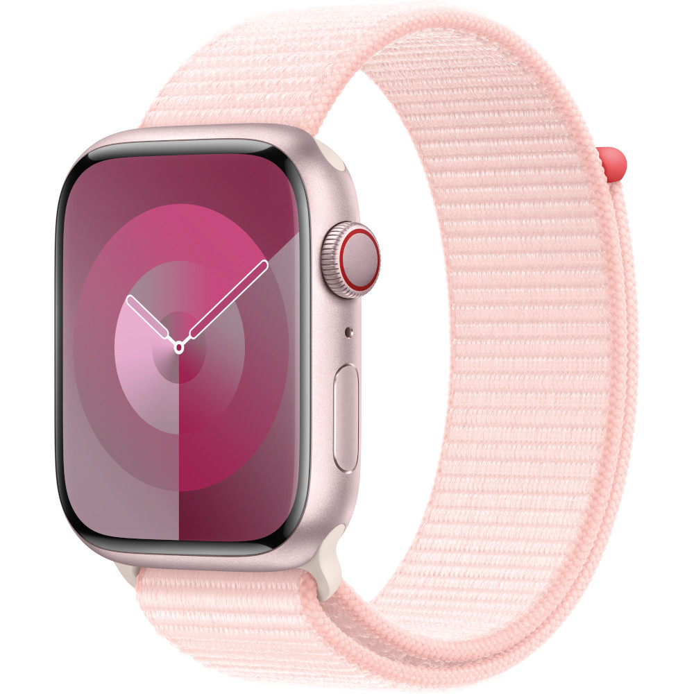Apple Watch S9, Cellular, 45mm, Pink Aluminium Case, Pink Sport Loop Apple Watch S9, Cellular, 45mm, Pink Aluminium Case, Pink Sport Loop