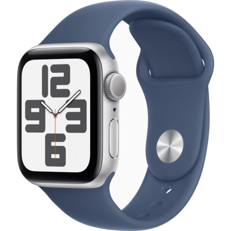 Apple Watch SE2 2024, GPS, 40mm, Silver Aluminium Case, Denim Sport Band, M/L