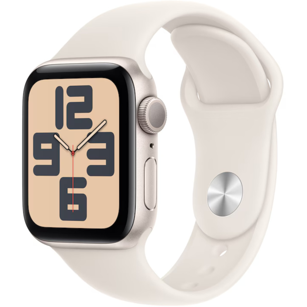 Apple Watch SE2 2024, GPS, 40mm, Starlight Aluminium Case, Starlight Sport Band, Marime M/L Apple Watch SE2 2024, GPS, 40mm, Starlight Aluminium Case, Starlight Sport Band, Marime M/L