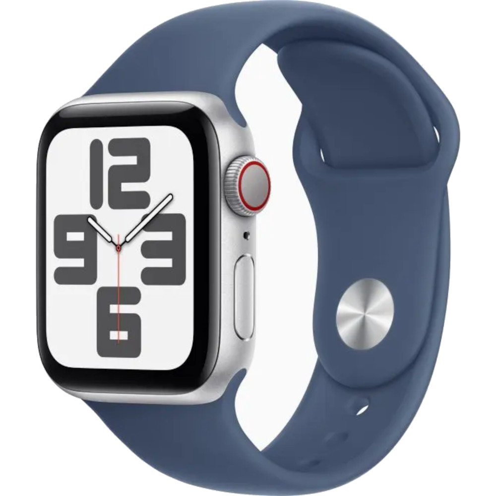 Apple Watch SE2 2024, GPS, Cellular, 40mm, Silver Aluminium Case, Denim Sport Band, Marime S/M Apple Watch SE2 2024, GPS, Cellular, 40mm, Silver Aluminium Case, Denim Sport Band, Marime S/M