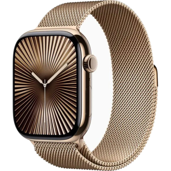 Apple Watch Seria 10, GPS + Cellular, 42 mm, Gold Titanium Case, Gold Milanese Loop Apple Watch Seria 10, GPS + Cellular, 42 mm, Gold Titanium Case, Gold Milanese Loop