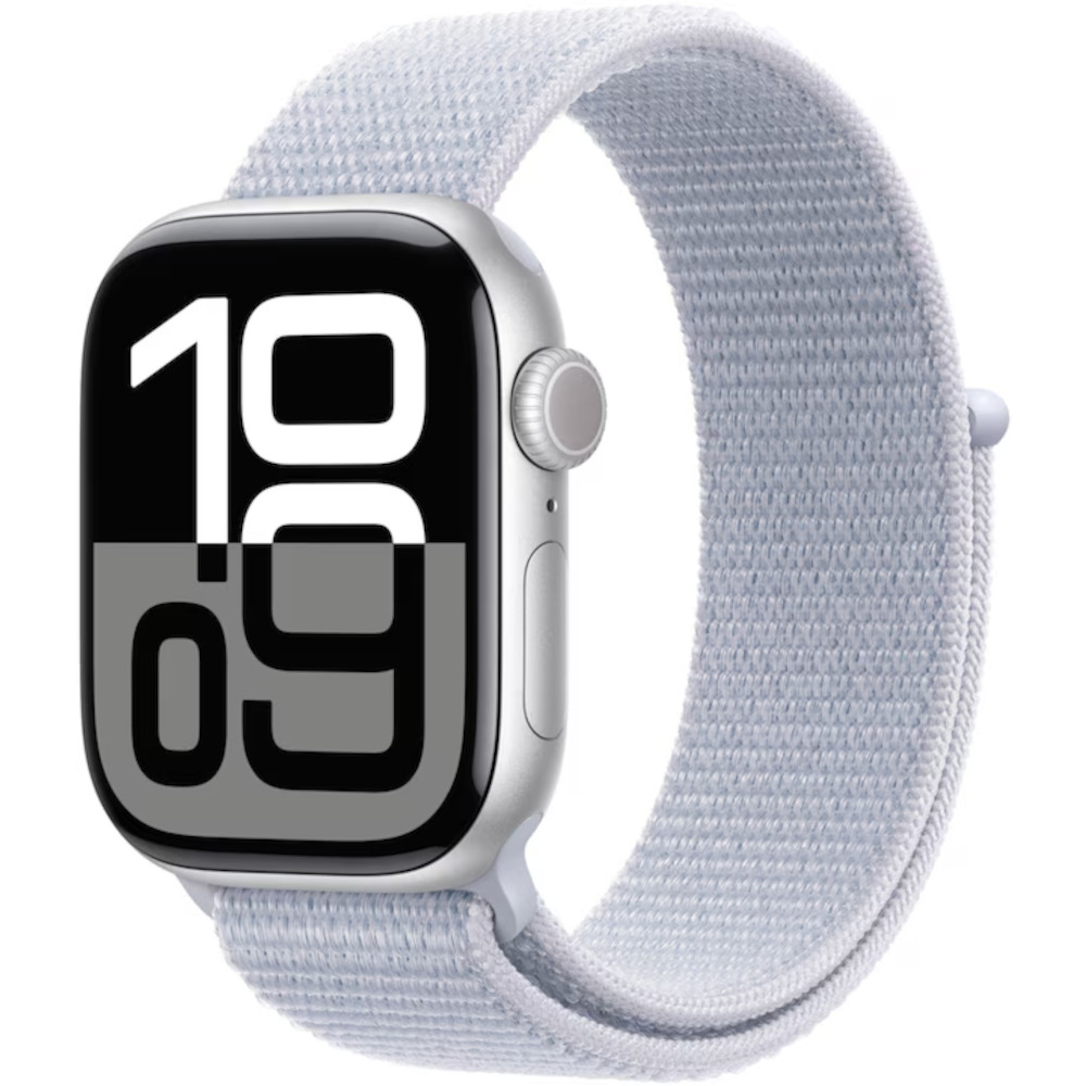 Apple Watch Series 10, GPS + Cellular, 42mm, Silver Aluminium Case, Blue Cloud Sport Loop Apple Watch Series 10, GPS + Cellular, 42mm, Silver Aluminium Case, Blue Cloud Sport Loop