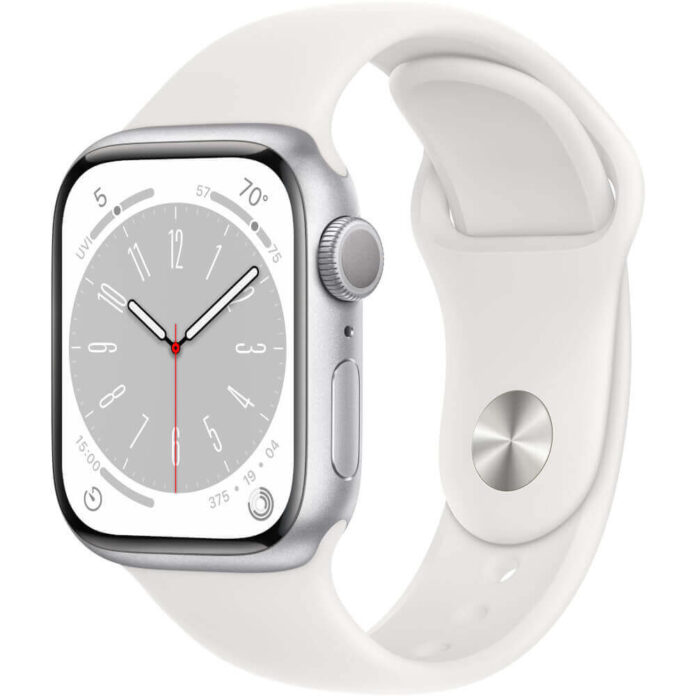 Apple Watch Series 8 GPS, 41mm, Silver Aluminium Case, White Sport Band Apple Watch Series 8 GPS, 41mm, Silver Aluminium Case, White Sport Band