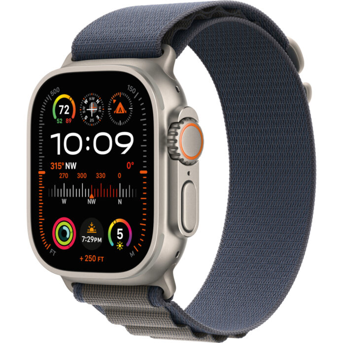 Apple Watch Ultra 2 Cellular 49mm Titanium Case, Olive Alpine Loop, Small