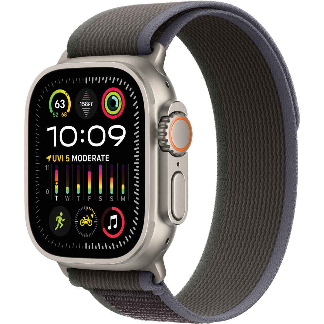 Apple Watch Ultra 2 Cellular 49mm Titanium Case, Blue/Black Trail Loop, S/M Apple Watch Ultra 2 Cellular 49mm Titanium Case, Blue/Black Trail Loop, S/M