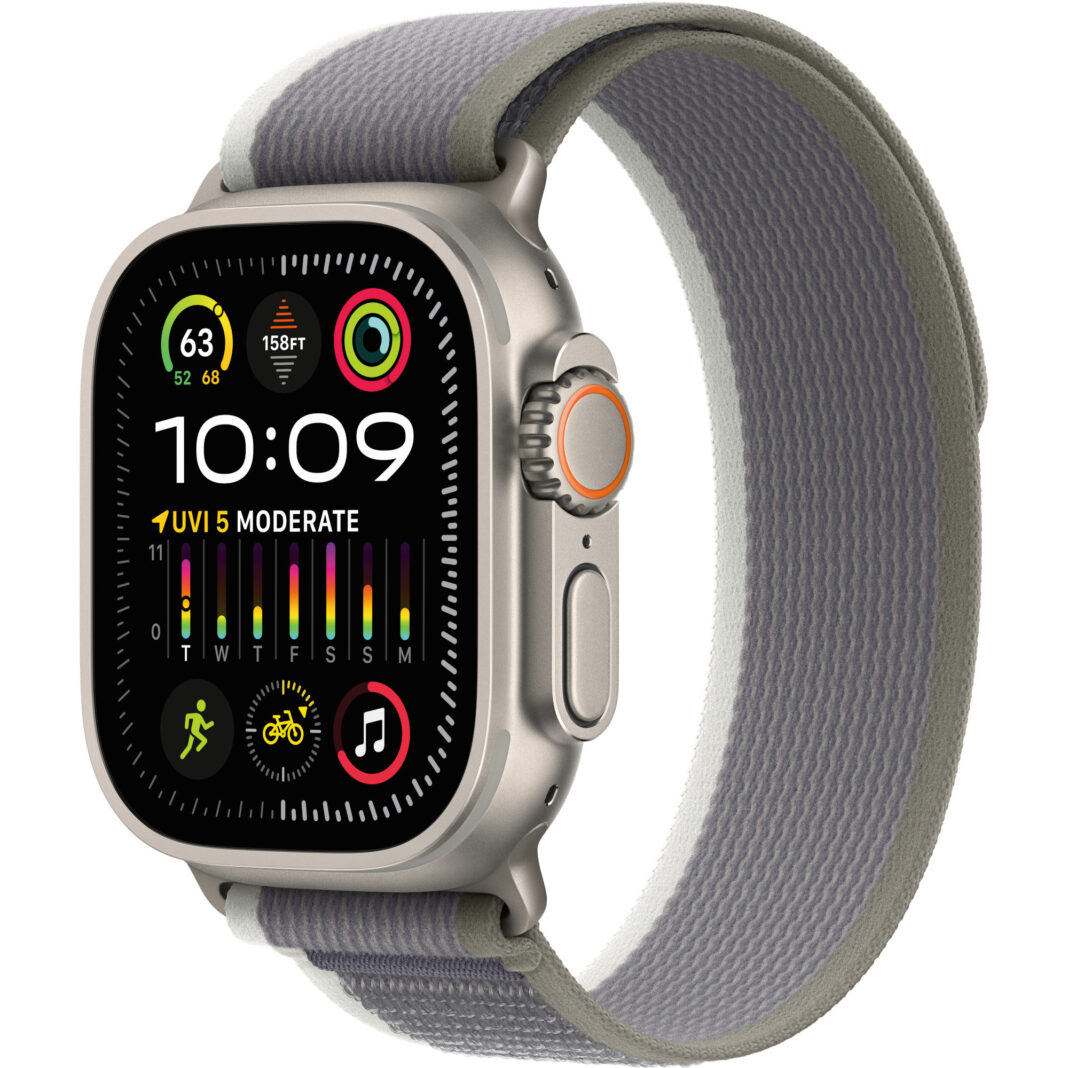 Apple Watch Ultra 2 Cellular 49mm Titanium Case, Green/Grey Trail Loop, S/M Apple Watch Ultra 2 Cellular 49mm Titanium Case, Green/Grey Trail Loop, S/M