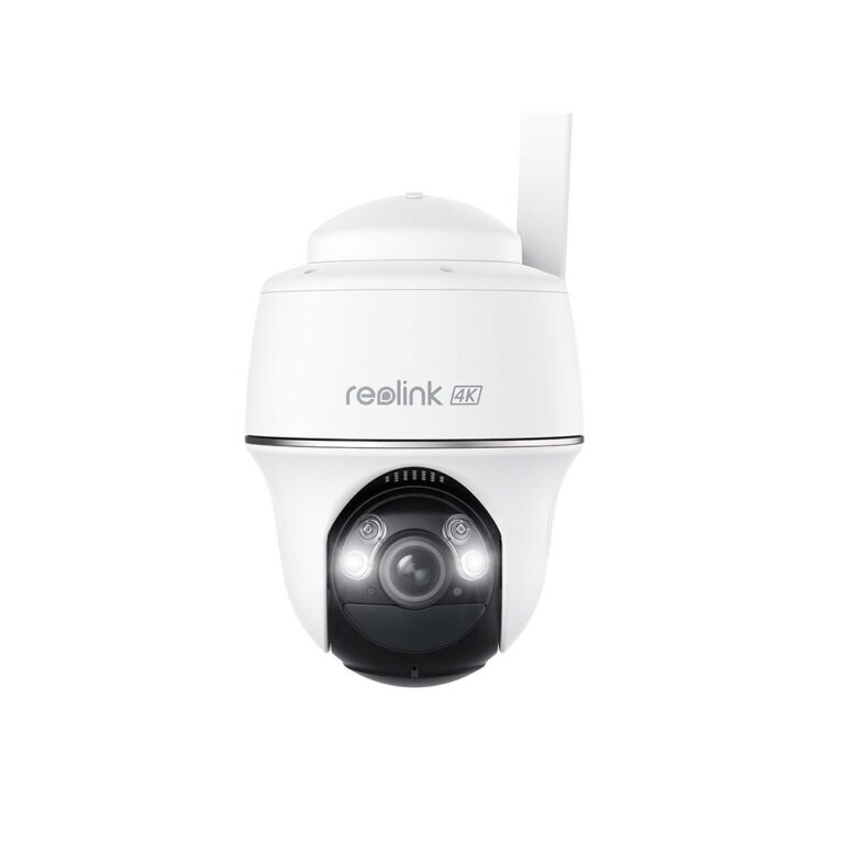 Camera supraveghere wireless WiFi rotativa Speed Dome Reolink Argus PT Ultra B440, 4K, IR/lumina alba 10 m, microfon, dual band, acumulator 6000 mAh, PIR, slot card