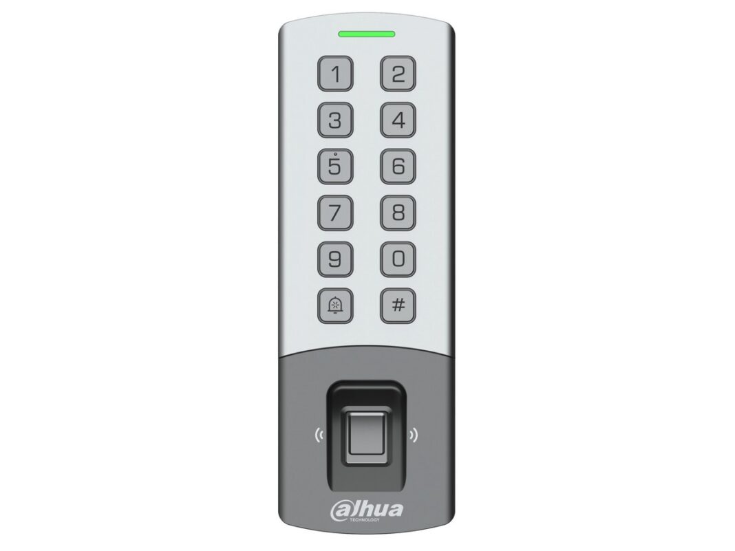 Cititor de proximitate standalone Dahua ASI1212M-DW, Wi-Fi, amprenta, carduri 125kHz, parola, 10.000 utilizatori, RS-485 Wiegand, IP65, IK08